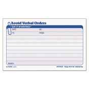 TOPS™ Avoid Verbal Orders Manifold Book, Two-Part Carbonless, 6.25 x 4.25, 50 Forms Total Item: TOP46373