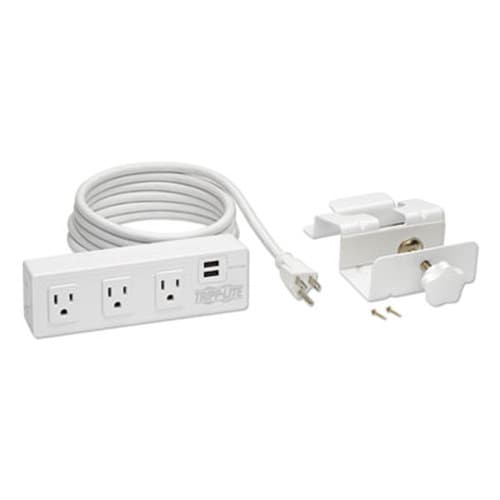 Tripp Lite by Eaton Surge Protector, 3 AC Outlets/2 USB Ports, 10 ft Cord, 510 J, White Item: TRPTLP310USBCW