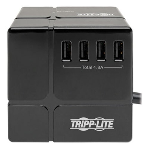 Tripp Lite by Eaton Power Cube Surge Protector, 3 AC Outlets/6 USB-A Ports, 6 ft Cord, 540 J, Black Item: TRPTLP366CUBEUS