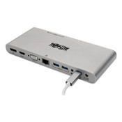 Tripp Lite USB Type-C Docking Station, 3.5mm/Displayport/HDMI/RJ45/Thunderbolt 3/USB A/USB C/VGA, Silver Item: TRPU442DOCK4S