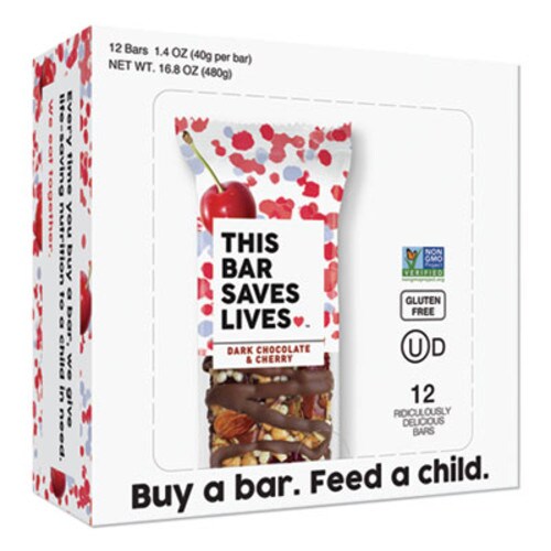 THIS BAR SAVES LIVES™ Snackbars, Dark Chocolate and Cherry, 1.4 oz, 12/Box Item: TSL00443BX