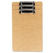 Universal® Hardboard Clipboard with Low-Profile Clip, 0.5" Clip Capacity, Holds 8.5 x 14 Sheets, Brown, 3/Pack Item: UNV05563
