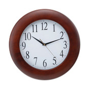 Universal® Round Wood Wall Clock, 12.75" Overall Diameter, Cherry Case, 1 AA (sold separately) Item: UNV10414