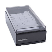 Universal® Business Card File, Holds 600 2 x 3.5 Cards, 4.25 x 8.25 x 2.5, Metal/Plastic, Black Item: UNV10601