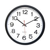 Universal® Indoor/Outdoor Round Wall Clock, 13.5" Overall Diameter, Black Case, 1 AA (sold separately) Item: UNV11381