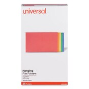 Universal® Deluxe Bright Color Hanging File Folders, Legal Size, 1/5-Cut Tabs, Assorted Colors, 25/Box Item: UNV14221