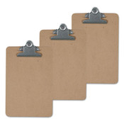 Universal® Hardboard Clipboard, 1.25" Clip Capacity, Holds 8.5 x 14 Sheets, Brown, 3/Pack Item: UNV40305VP
