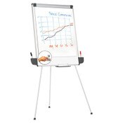 Universal® Dry Erase Board with Tripod Easel and Adjustable Pen Cups, 29 x 41, White Surface, Silver Frame Item: UNV43031