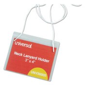 Universal® Clear Badge Holders w/Neck Lanyards, 3 x 4, White Inserts, 100/Box Item: UNV56005