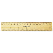 Universal® Flat Wood Ruler, Standard/Metric, 6" Long Item: UNV59024