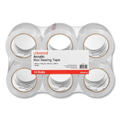 Universal® Deluxe General-Purpose Acrylic Box Sealing Tape, 3" Core, 1.88" x 109 yds, Clear, 12/Pack Item: UNV66100