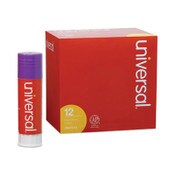 Universal® Glue Stick, 1.3 oz, Applies Purple, Dries Clear, 12/Pack Item: UNV74752