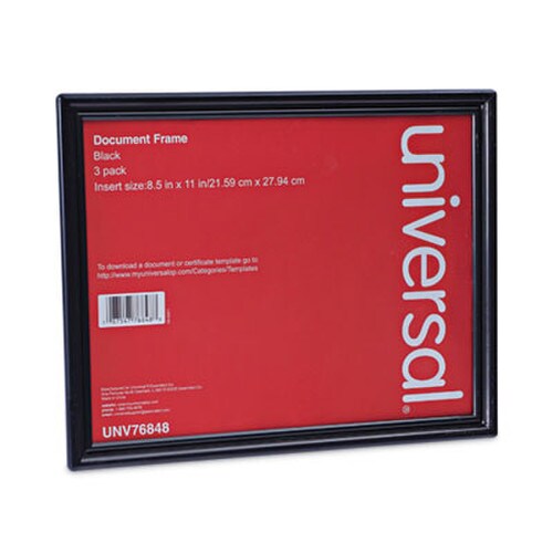 Universal® All Purpose Document Frame, 8.5 x 11 Insert, Black, 3/Pack Item: UNV76848
