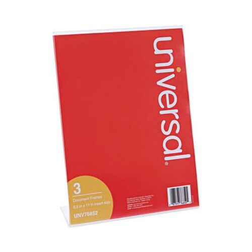 Universal® Clear L-Style Freestanding Frame, 8.5 x 11 Insert, 3/Pack Item: UNV76852