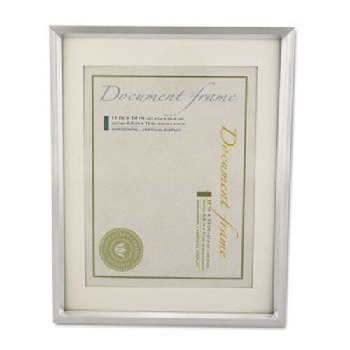 Universal® Plastic Document Frame with Mat, 11 x 14 and 8.5 x 11 Inserts, Metallic Silver Item: UNV76854