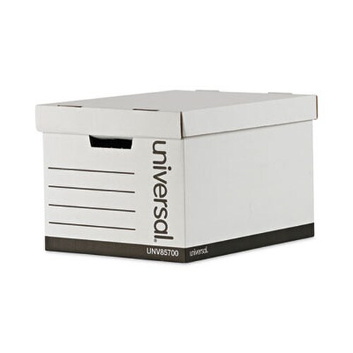 Universal® Medium-Duty Lift-Off Lid Boxes, Letter/Legal Files, 12" x 15" x 10", White, 12/Carton Item: UNV85700