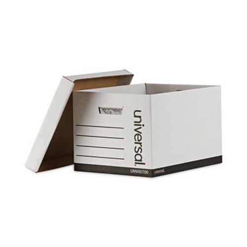 Universal® Medium-Duty Lift-Off Lid Boxes, Letter/Legal Files, 12" x 15" x 10", White, 12/Carton Item: UNV85700