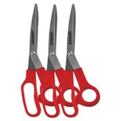 Universal® General Purpose Stainless Steel Scissors, 7.75" Long, 3" Cut Length, Offset Red Handle, 3/Pack Item: UNV92019
