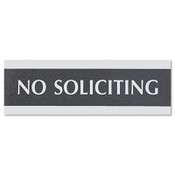 Headline® Sign Century Series Office Sign, NO SOLICITING, 9 x 3, Black/Silver Item: USS4758