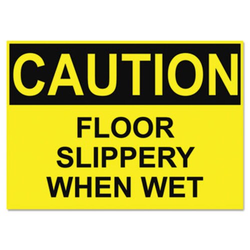 Headline® Sign OSHA Safety Signs, CAUTION SLIPPERY WHEN WET, Yellow/Black, 10 x 14 Item: USS5494