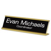 Identity Group Custom Desk/Counter Sign, 8 x 2, Gold Frame Item: USS91300