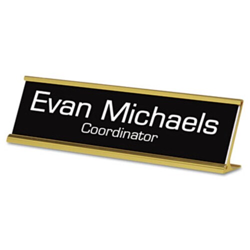 Identity Group Custom Desk/Counter Sign, 8 x 2, Gold Frame Item: USS91300