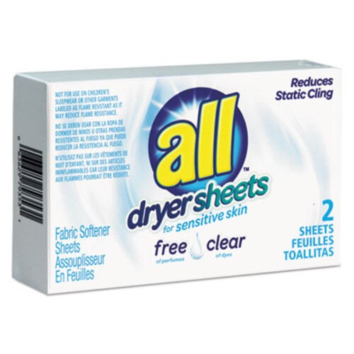 All® Free Clear Vend Pack Dryer Sheets, Fragrance Free, 2 Sheets/Box, 100 Box/Carton Item: VEN2979353