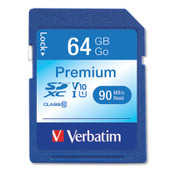 Verbatim® 64GB Premium SDXC Memory Card, UHS-I V10 U1 Class 10, Up to 90MB/s Read Speed Item: VER44024