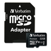 Verbatim® 32GB Premium microSDHC Memory Card with Adapter, UHS-I V10 U1 Class 10, Up to 90MB/s Read Speed Item: VER44083