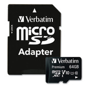 Verbatim® 64GB Premium microSDXC Memory Card with Adapter, UHS-I V10 U1 Class 10, Up to 90MB/s Read Speed Item: VER44084