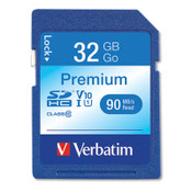 Verbatim® 32GB Premium SDHC Memory Card, UHS-I V10 U1 Class 10, Up to 90MB/s Read Speed Item: VER96871