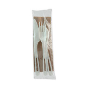World Centric® TPLA Compostable Cutlery, Knife/Fork/Spoon/Napkin, 6", White, 250/Carton Item: WORASPSTN